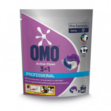 Skalbimo kapsulės Pro Formula Omo Professional Active Clean 3in1, 80vnt.