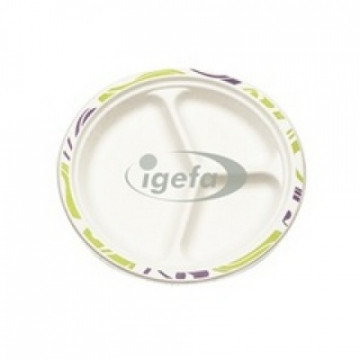 Vienkartinės lėkštės, trijų skyrių, popierinės, baltos, trijų skyrių, ø 26 cm, 135 vnt.