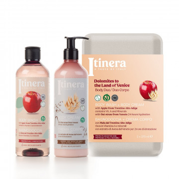 Kosmetikos rinkinys Itinera (dušo želė su obuoliais ir losjonas kūnui su avižomis), 2x370ml
