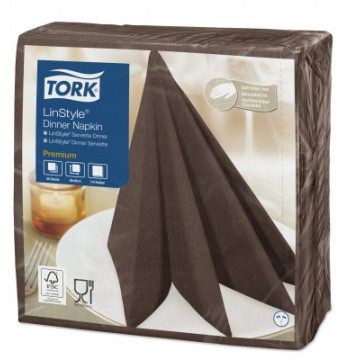 Stalo servetelės Tork Premium LinStyle, 39x39cm, kakavos spalvos, 1sl.