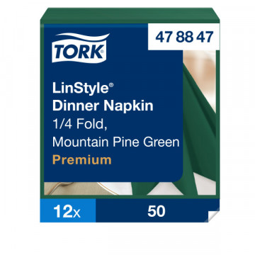 Stalo servetelės Tork Premium LinStyle, 39x39cm, žalios, 1sl.