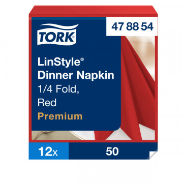 Stalo servetelės Tork Premium LinStyle, 39x39cm, raudonos, 1sl.