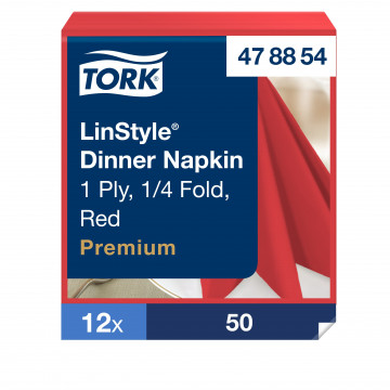 Stalo servetelės Tork Premium LinStyle, 39x39cm, raudonos, 1sl.