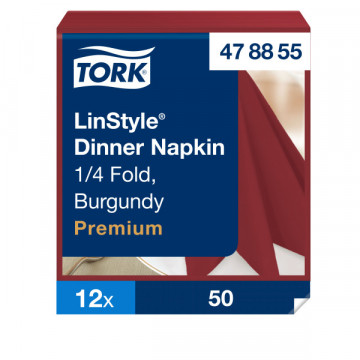 Stalo servetelės Tork Premium LinStyle, 39x39cm, burgundiškos spalvos, 1sl.