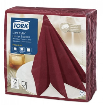 Stalo servetelės Tork Premium LinStyle, 39x39cm, burgundiškos spalvos, 1sl.