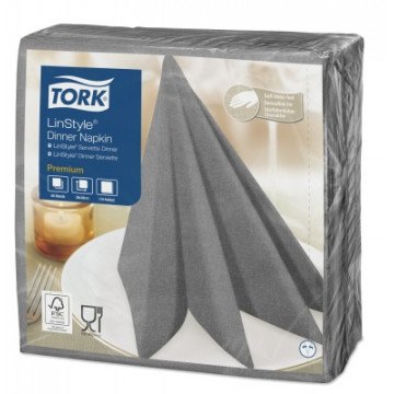 Stalo servetelės Tork Premium LinStyle, 39x39cm, pilkos, 1sl.
