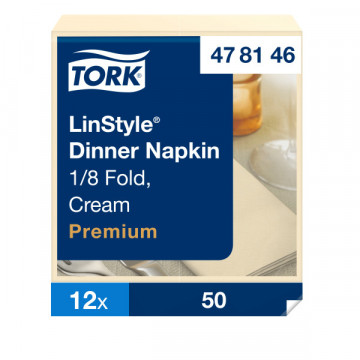 Stalo servetelės Tork Premium LinStyle, 39x39cm, sulankstymas 1/8, kreminės spalvos, 1sl.