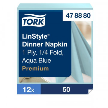 Stalo servetelės Tork Premium LinStyle, 39x39cm, turkio spalvos, 1sl.