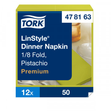 Stalo servetelės Tork Premium LinStyle, 39x39cm, sulankstymas 1/8, pistacijų spalvos, 1sl.