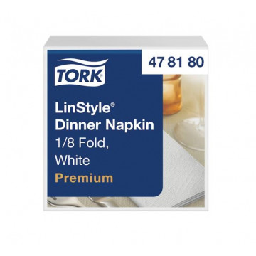Stalo servetelės Tork Premium LinStyle, 39x39cm, sulankstymas 1/8, baltos spalvos, 1sl.