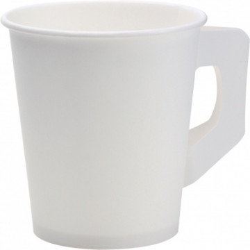 Duni Vienkartiniai puodeliai kavai su rankena (tinkamas 163601), PAP/PE, balti, 200 ml, max +100°C, 80 vnt.