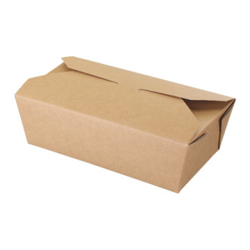 Vienkartinės kartono dėžutės maistui (vokeliai) 985 ml, POP, natūralios sp., 18,5/16,7x10,3/9x5,8 cm, tinka mikrobangų kr. perdirbamos, 250 vnt.