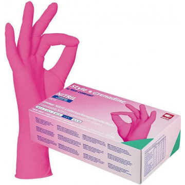 Vienkartinės nitrilo pirštinės be pudros Med Comfort Style Grenadine, rožinės, S dydis, 100vnt