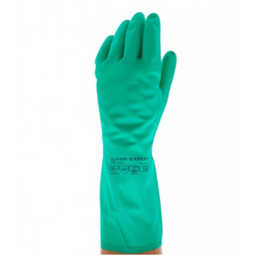 Apsauginės nitrilo pirštinės Solidsafety Clean Protect, 9 dydis, žalios, 1 pora