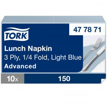 Stalo servetėlės Tork Advanced, 33x33 cm, šviesiai mėlynos, 3sl.