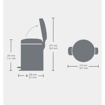 Šiukšlių dėžė atidaroma koja Brabantia NewIcon, matinio metalo, FPP, 5l
